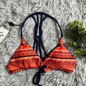 NWT khong boon orange tribal pattern bikini top size S